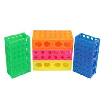 Cole-Parmer 4-Way Interlock Tube Rack, PP, Fluorescent Colors; 5/PK ...