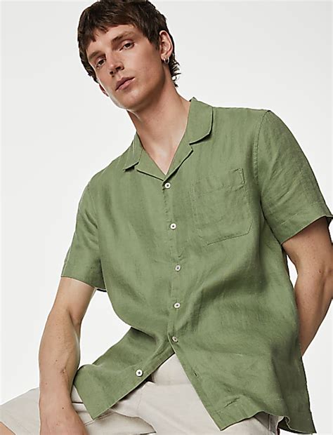 Buy Pure Linen Cuban Collar Shirt at Marks & Spencer