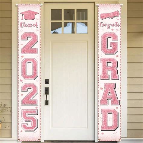 2 Peças Decorações de Formatura Rosa Faixa de Formatura 2025 Placas de ...