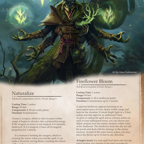 Naturalize and Fireflower Bloom - 2 New D&D 5e Druid Spells to shift t ...