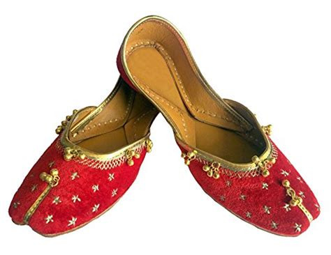 Step n Style Women's Red Khussa Shoes Punjabi Ghungroo Jutti Ethnic ...