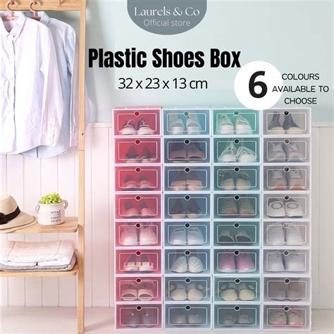 LAURELS Stackable Storage Shoes Box Transparent Plastic Storage Shoe ...