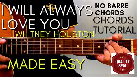Whitney Houston - I Will Always Love You Chords (Guitar Tutorial) for ...