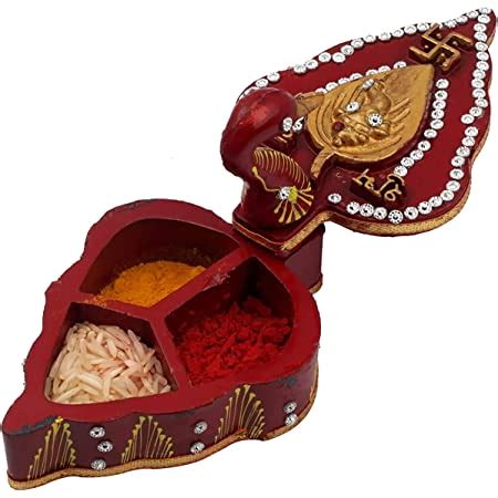 Buy UrbanShilp Wood Roli Tika Chopra in Peacock Shape Meenakari Work ...
