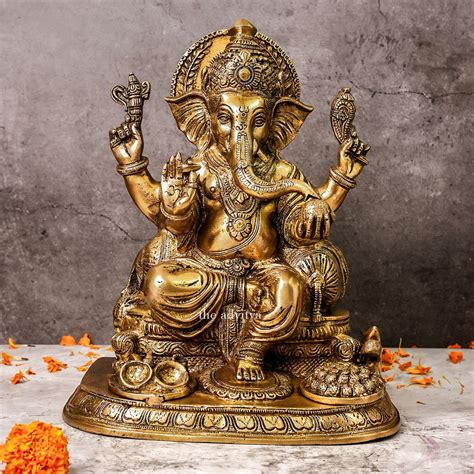 Lord Ganesha Sitting On Base | Ganesha Idol | Brass Ganesha Statue ...