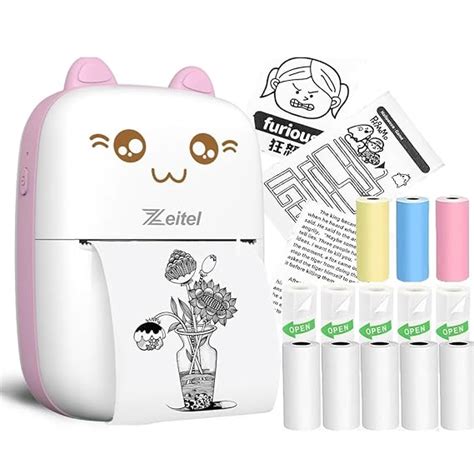 Zeitel® Mini Bluetooth Thermal Printer, Portable Label Printer Inkfree ...