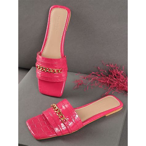 Buy Truffle Collection Pink Embellished Flats Online