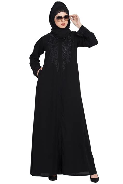 Front Open Abaya With Embroidery-With Hijab – My Store