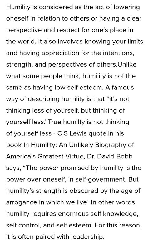 .paragraph writing on humility see - Brainly.in