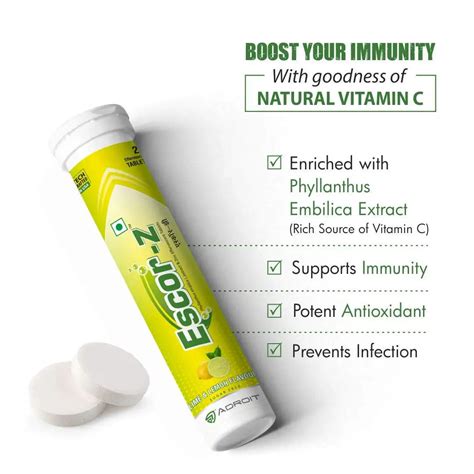 Escor-Z Effervescent Tablets | Natural Vitamin C| Lime & Lemon Flavour ...