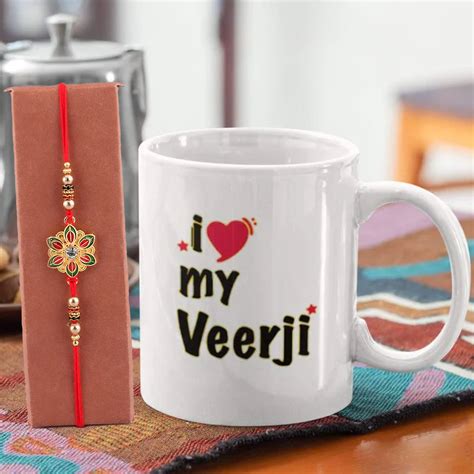 I Love My Veerji Mug With Rakhi – Weave & Decor