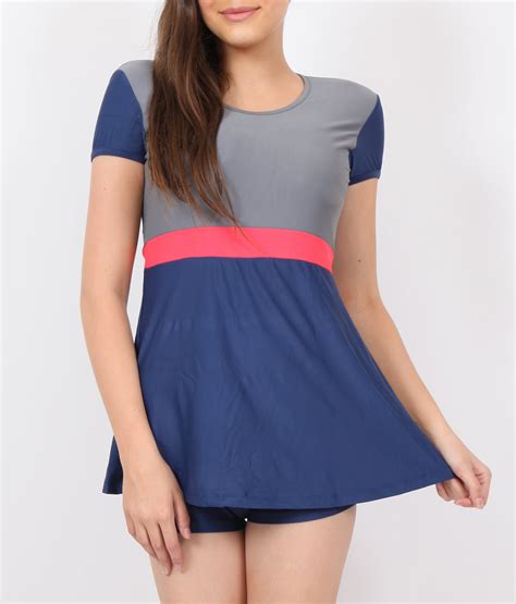 pH7 Blue Grey Swimsuit With Attached Shorts - Yogue Activewear