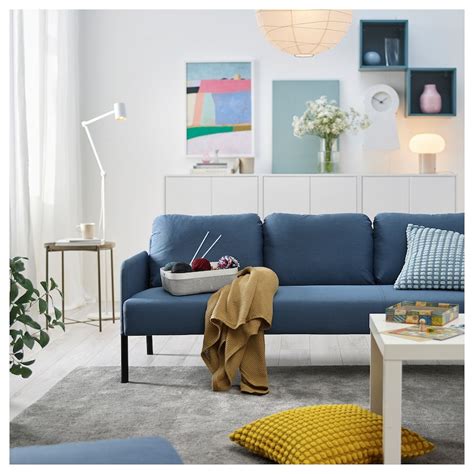 GLOSTAD 3-seat sofa, Knisa medium blue - IKEA