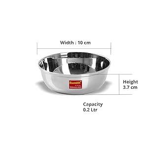 Buy Sumeet Stainless Steel Heavy Gauge Bowl Set Wati Set with Mirror ...