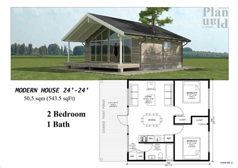 Conceptual design of a small house 24'x24' 2 bedrooms | Inspire Uplift