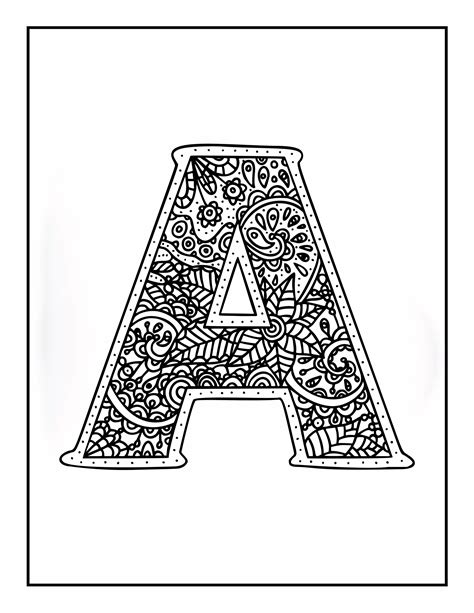 A-Z Alphabets Letters Doodling Coloring Pages | Mandala Patterns ...
