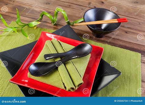 Napkins Spoons and Chopsticks Stock Photo - Image of green, chinese ...