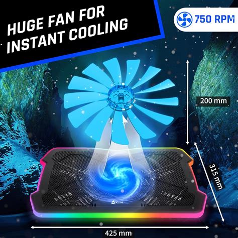 KLIM Ultimate - RGB Laptop Cooling Pad with LED Rim India | Ubuy