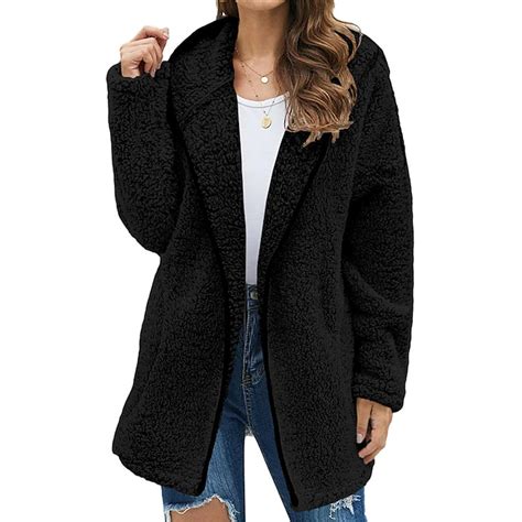 Women's Zip Up Hoodie Sweatshirt Fleece Jacket Vintage Teddy Cardigan ...