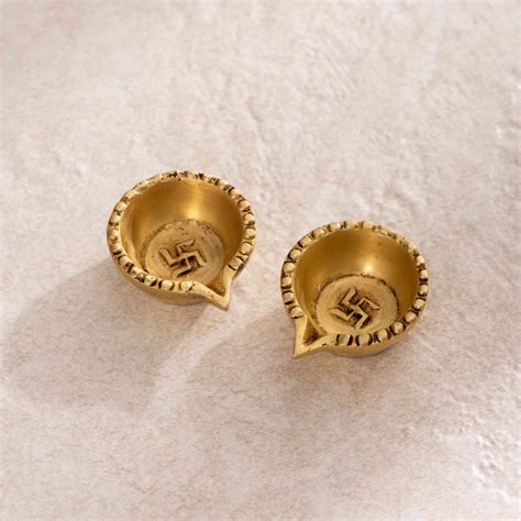 Brass Swastik Round Deep Pair [2 inch] - Darbar Craft