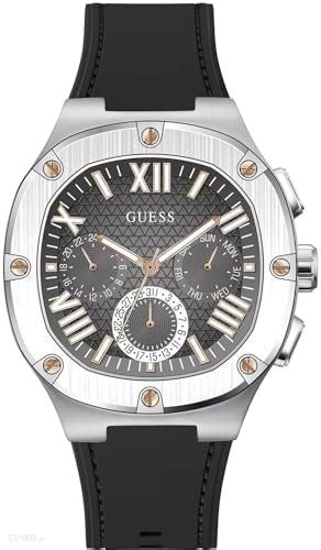 Buy GUESS Silicone Men 42Mm Analog Watch - Black Strap Gunmetal Dial ...