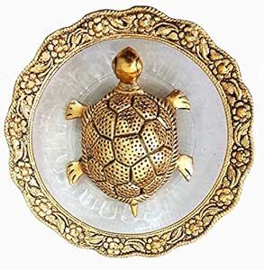 Buy JY Jagyash Metal Feng Shui Tortoise/Kachua on Glass Plate Showpiece ...