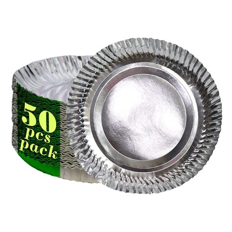 Buy MUIB® Paper Plates Silver Coated, Paper Plate Eco Friendly, Round ...
