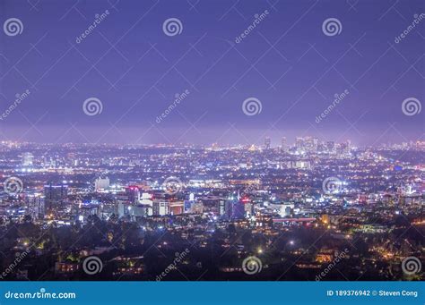 Los Angeles Skyline at Night Editorial Photography - Image of landscape ...