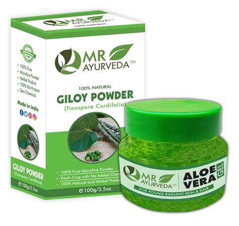MR Ayurveda 100% Herbal Aloe Vera Gel & Giloy Powder - Set of 2 ...