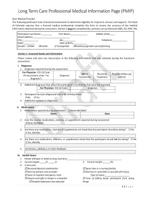 Colorado Long Term Care PMIP Form - Blank Fillable Template | Fill Out ...