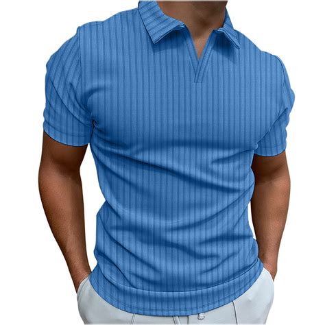 zfhfof Men's Muscle V Neck Polo Shirts Slim Fit Shirt Short Sleeve Golf ...