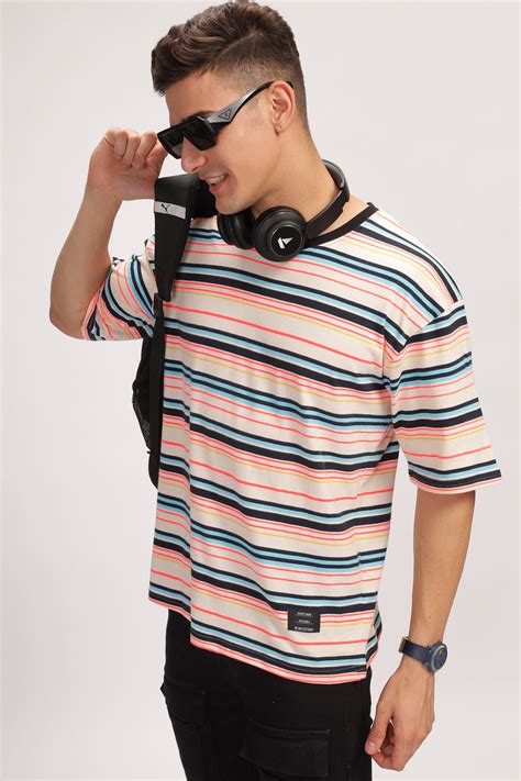 Gritstones Pink Striped Oversized T-Shirt