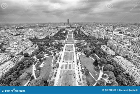 Jardin De La Tour Eiffel. Aerial Overhead View of Champ De Mars and ...