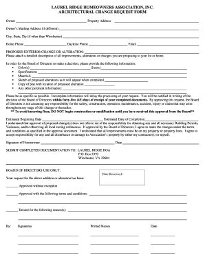 VA Laurel Ridge Homeowners Association Architectural Change Request ...