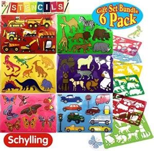 Schylling Art Box Stencils With Line Art & Coloring Guide Featuring ...