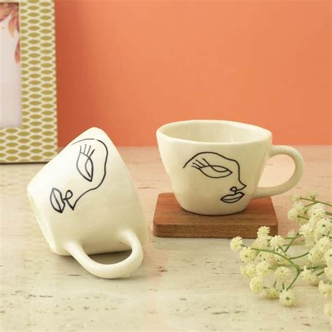 Buy Abstract Face Mug - Set Of Two Online in India | Vaaree