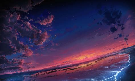 Anime Sunset Street Illustration Wallpaper Wallpaper Pemandangan