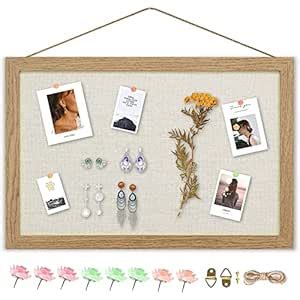 AKTOP Cork Board Bulletin Board with Linen 16.7" X 11", Small Framed ...