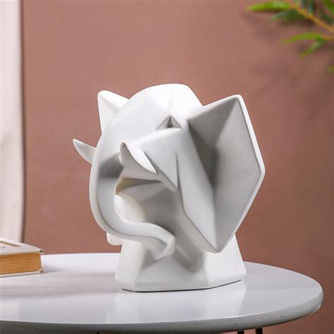 Contemporary Elephant Bust Ceramic Sculpture