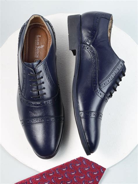 LOUIS STITCH Men Blue Solid Formal Italian Leather Oxford Shoes - Price ...