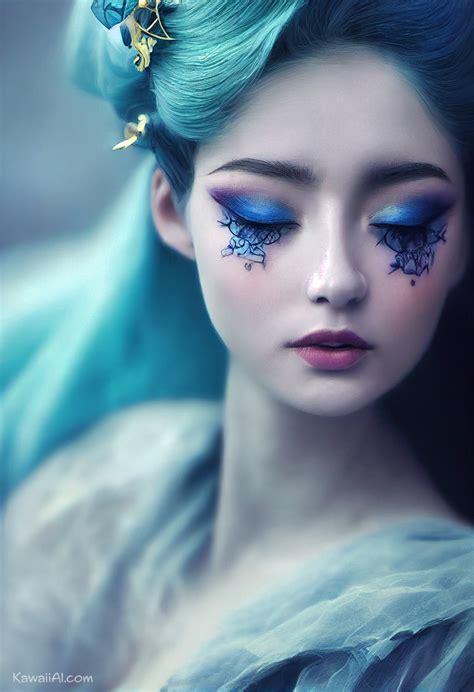 Dreamy Midjourney AI Portraits of Women with Blue Hair - Kawaii AI