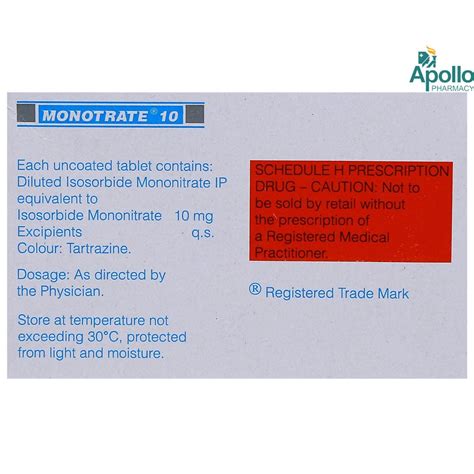 Monotrate 10 Tablet 10's Price, Uses, Side Effects, Composition ...