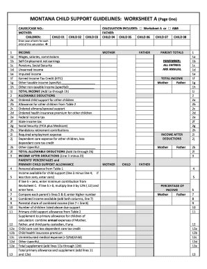 Fillable Online dphhs mt Worksheets A-E. Worksheets A-E Fax Email Print ...