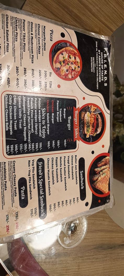 Menu at FRIENDS Cafe, Sanquelim