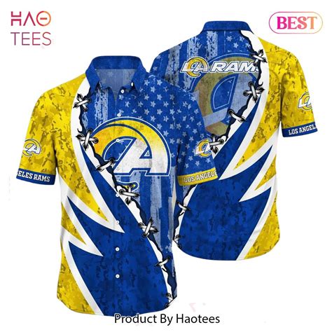 BEST NFL Los Angeles Rams Hawaiian Shirt Graphic American Flag Print ...