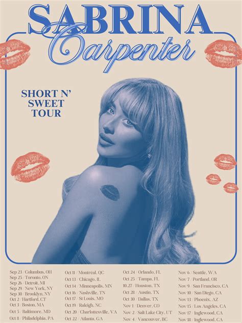 Sabrina Carpenter Short N' Sweet Tour Poster US Dates - Etsy