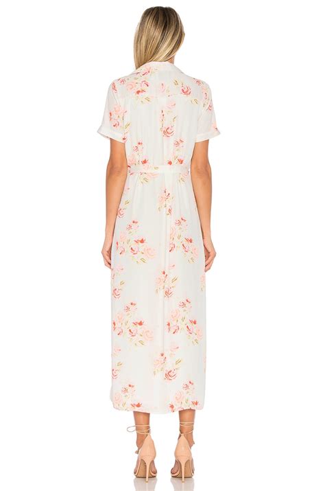 L'Academie The Maxi Shirt Dress in Peach Floral | REVOLVE