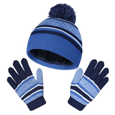OZERO 2Pcs Kids Winter Knit Hat Gloves Set for 4-10 Year Boys and Girls ...