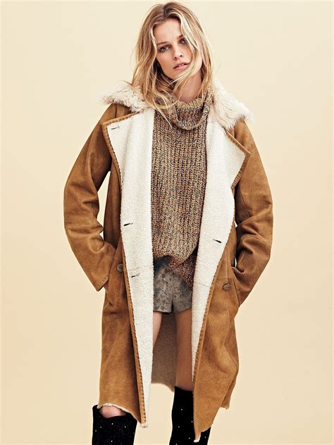 Sherpa Suede Trench | Coat, Long suede coat, Suede coat women