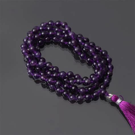 Amethyst 108 Beads Japa Mala– Spiritual Healing & Clarity Meditation B ...